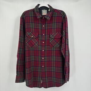 Outdoor Exchange Mens Tartan Plaid Flannel Shirt‎ Size XLT Cabincore Rugged Camp